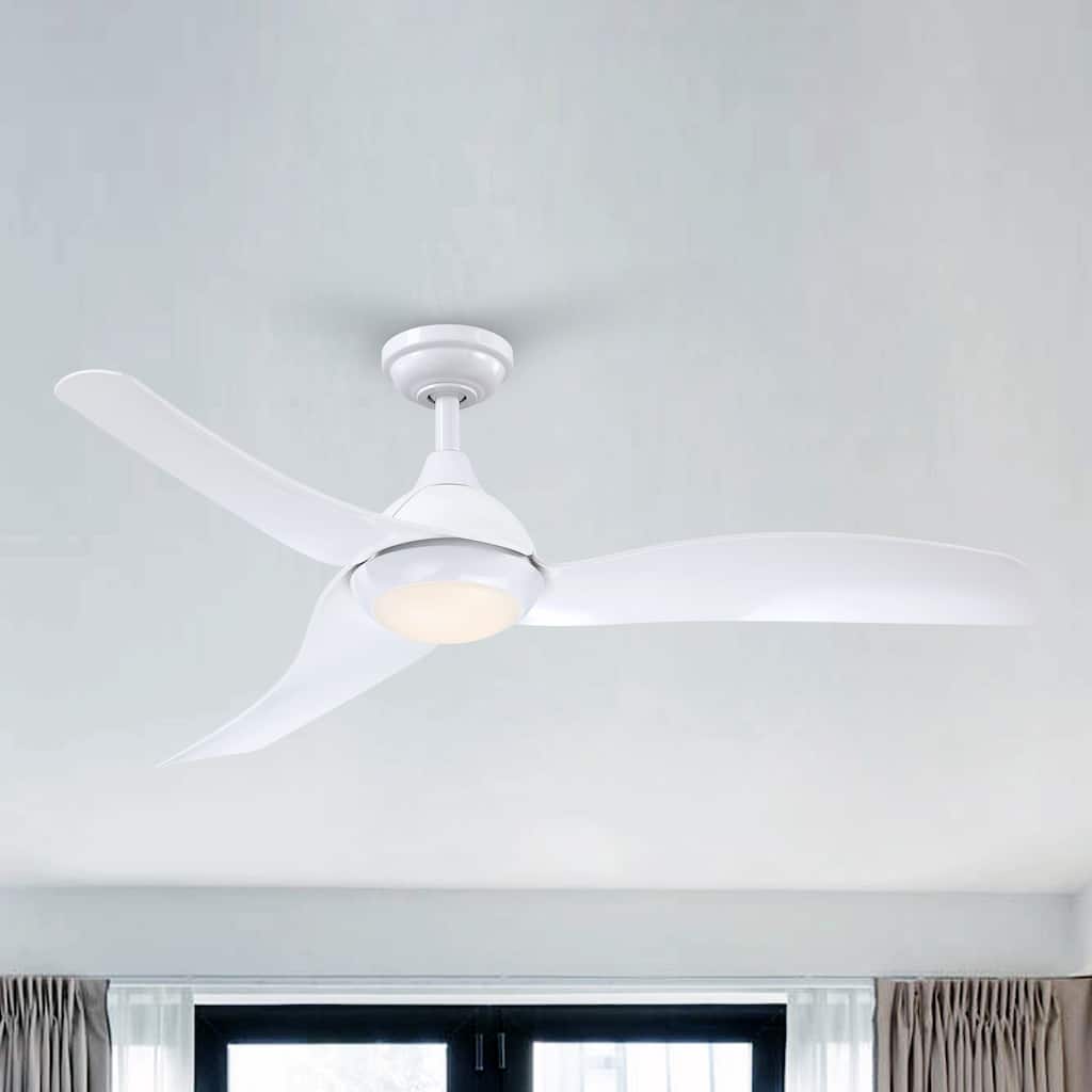 52" Modern White ABS Integrated LED Ceiling Fans with Light and Remote