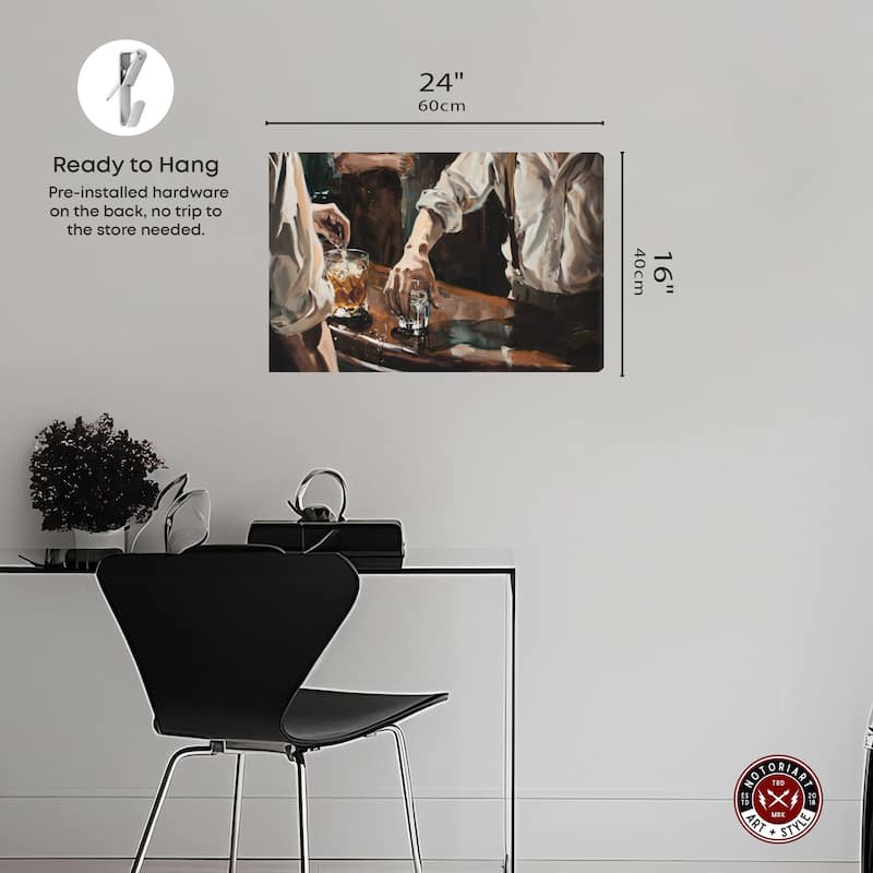 Notoriart Together For Drinks Gallery Wrapped Bar Cart Art For Men