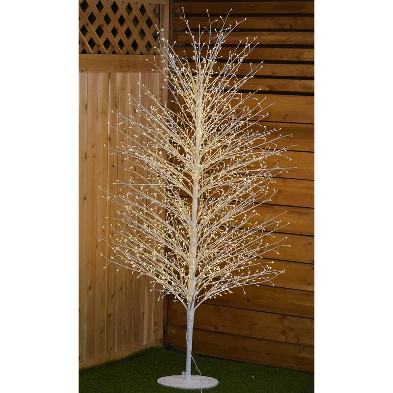 5.8 FT LED White Birch Tree Outdoor