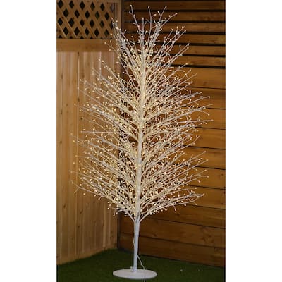 5.8 FT LED White Birch Tree Outdoor