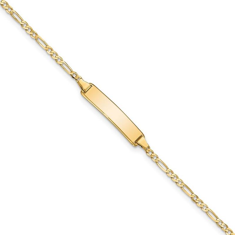 Curata 4.5mm 14k Yellow Gold Engravable Flat Figaro Link ID Bracelet 7 Inch