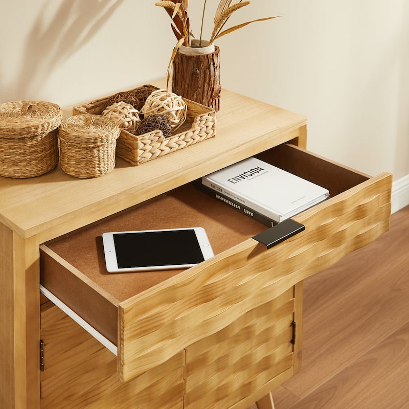 Art Leon Textured Wood Sideboard Cabinet with Storage