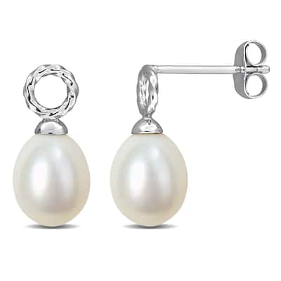 Miadora 7-7.5mm Cultured Freshwater Pearl Stud Earrings 10k White Gold