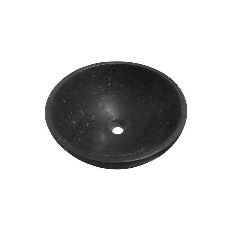 Roomfitters Marble Bathroom Vessel Sink, Natural Stone Countertop Wash Basin, Round Matte Vanity Bowl, Above Counter, Dark Grey