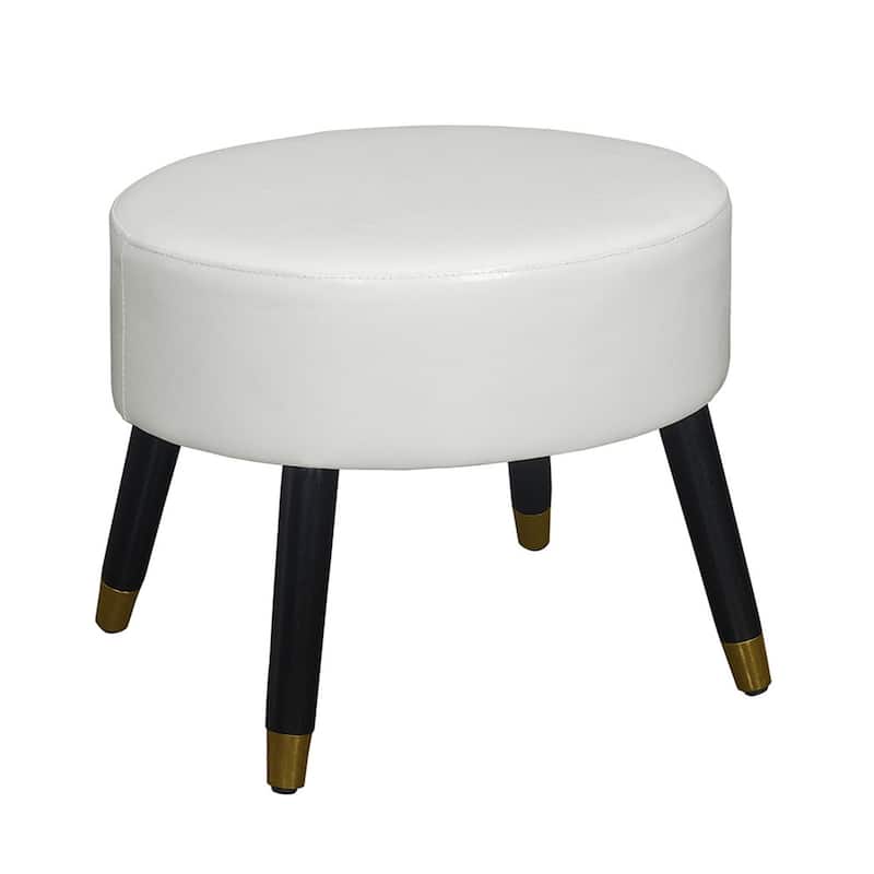 Mid Century Style Ottoman Stool with Upholstered Seat for Living Room Accent Seating or Entryway Shoe Bench