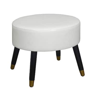 Mid Century Style Ottoman Stool with Upholstered Seat for Living Room Accent Seating or Entryway Shoe Bench