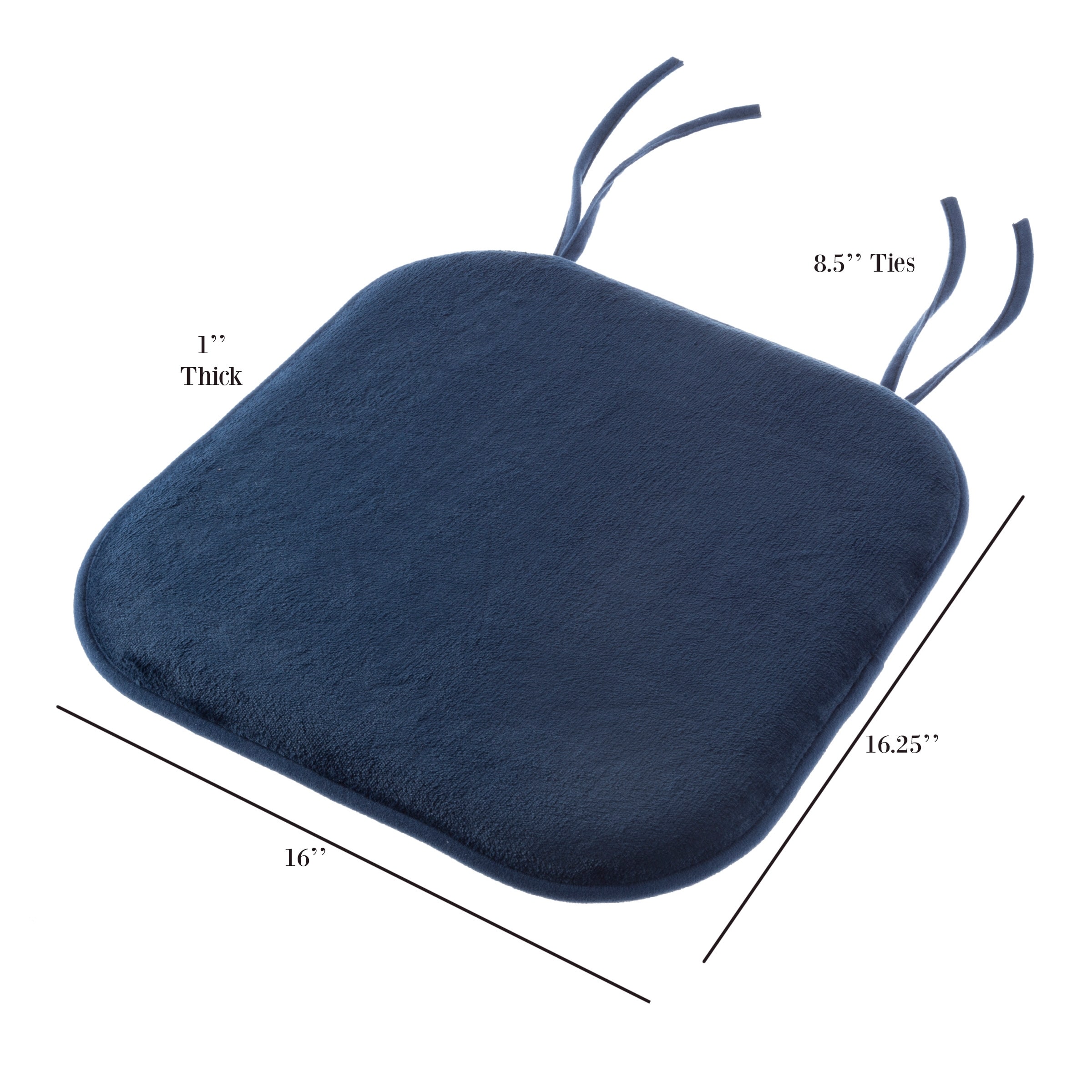 Memory Foam Chair Cushion-Square 16undefinedx 16.25undefined Plush Chair Pad  with Ties by Lavish Home - On Sale - Bed Bath & Beyond - 24262759