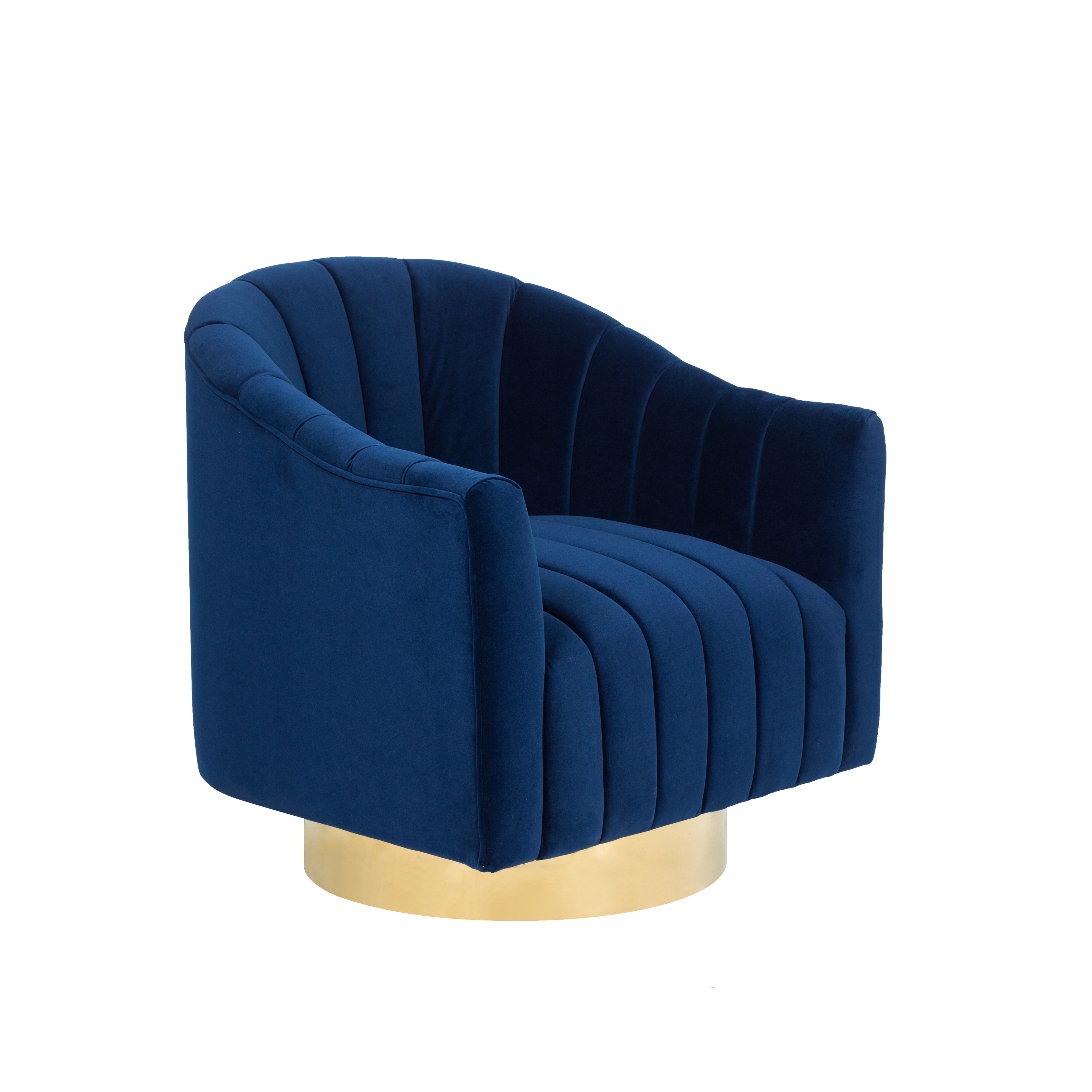 Vintage Design Velvet Upholstered Swivel Barrel Chair Accent Chair with 360掳 swivel Gold Base