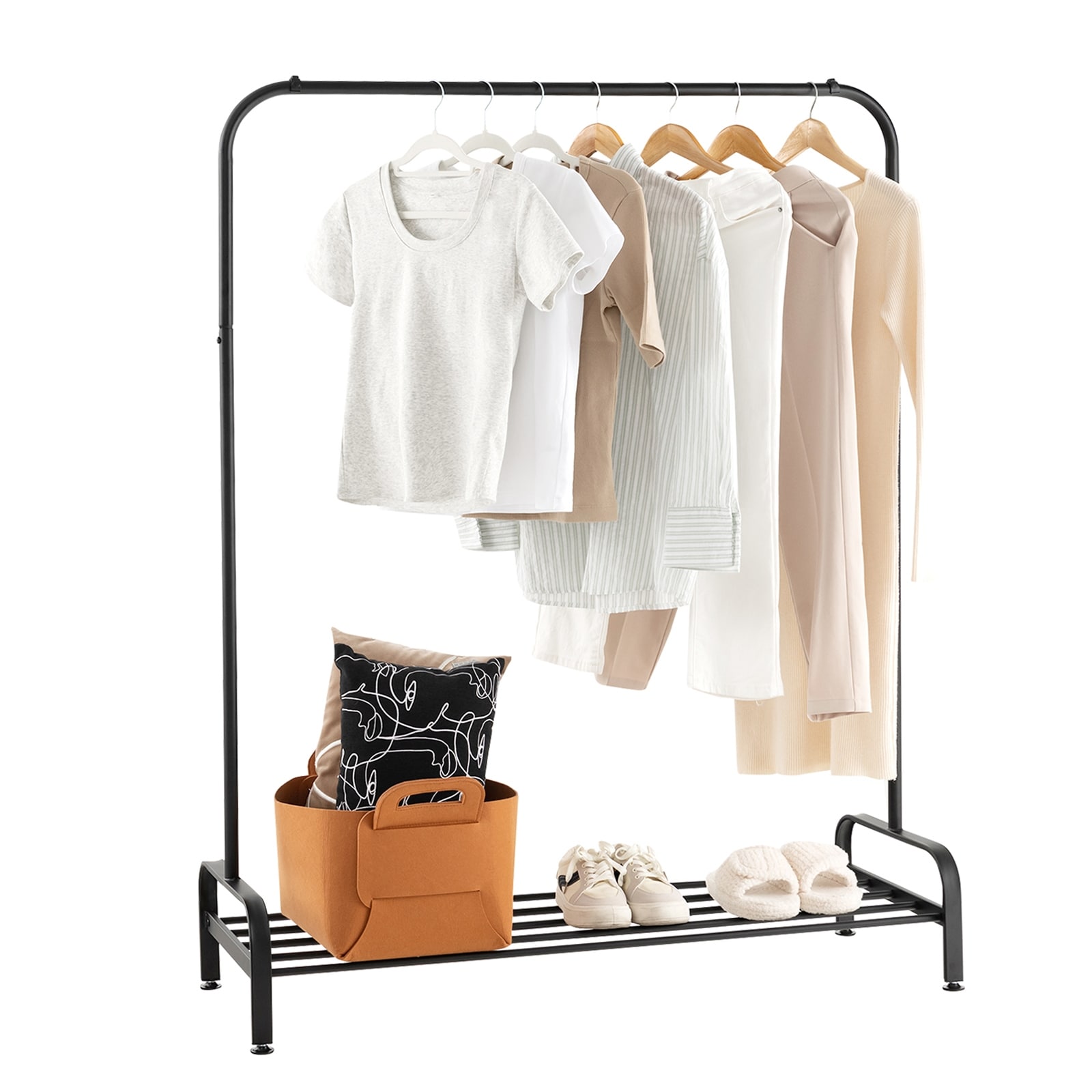 CostwayIndustrial Metal Garment Rack Heavy Duty Floor Cloth Rack w/