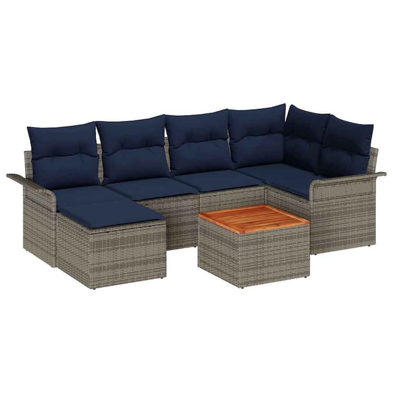 vidaXL 7 Piece Garden Sofa Set with Cushions - 95.9×52.2×27.2