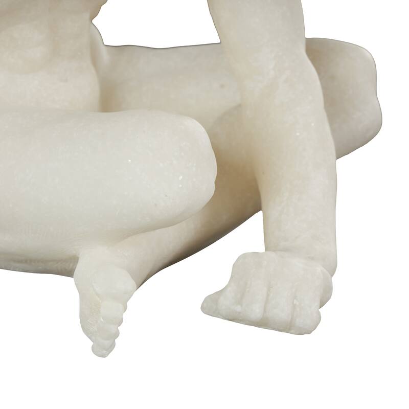 White Polystone Sitting People Decorative Sculpture with Shimmer