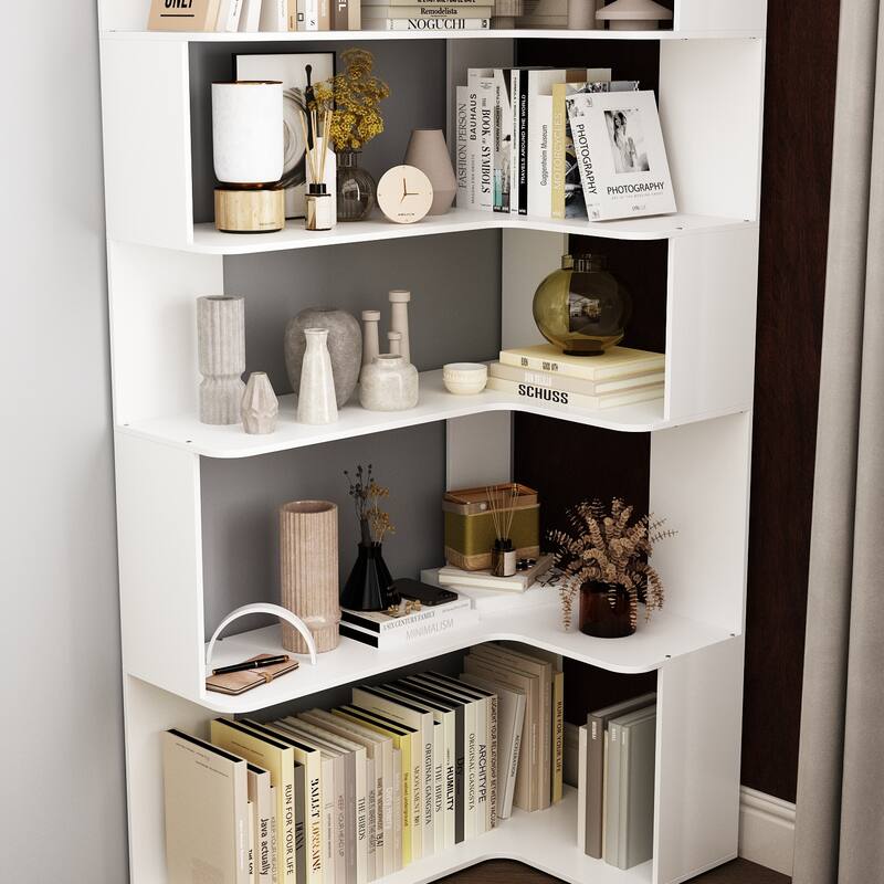 Bookshelf Wood Bookcase Free Standing Room Dividers Display Storage