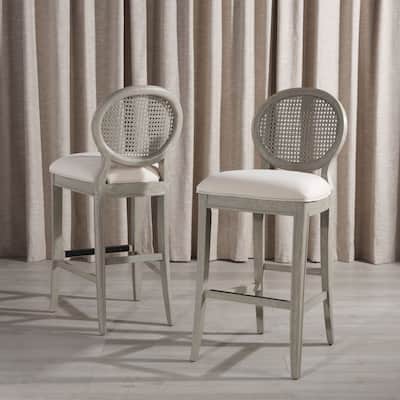 SAFAVIEH Couture Ofeliya Rattan Back Bar Stool (Set of 2) - 19Wx23Dx44H