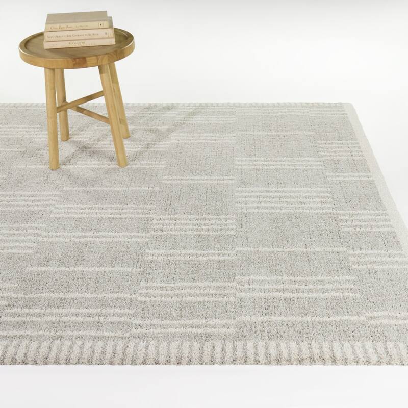 Ulric Distressed Modern Stripe Area Rug - Grey - 5'3" x 7'