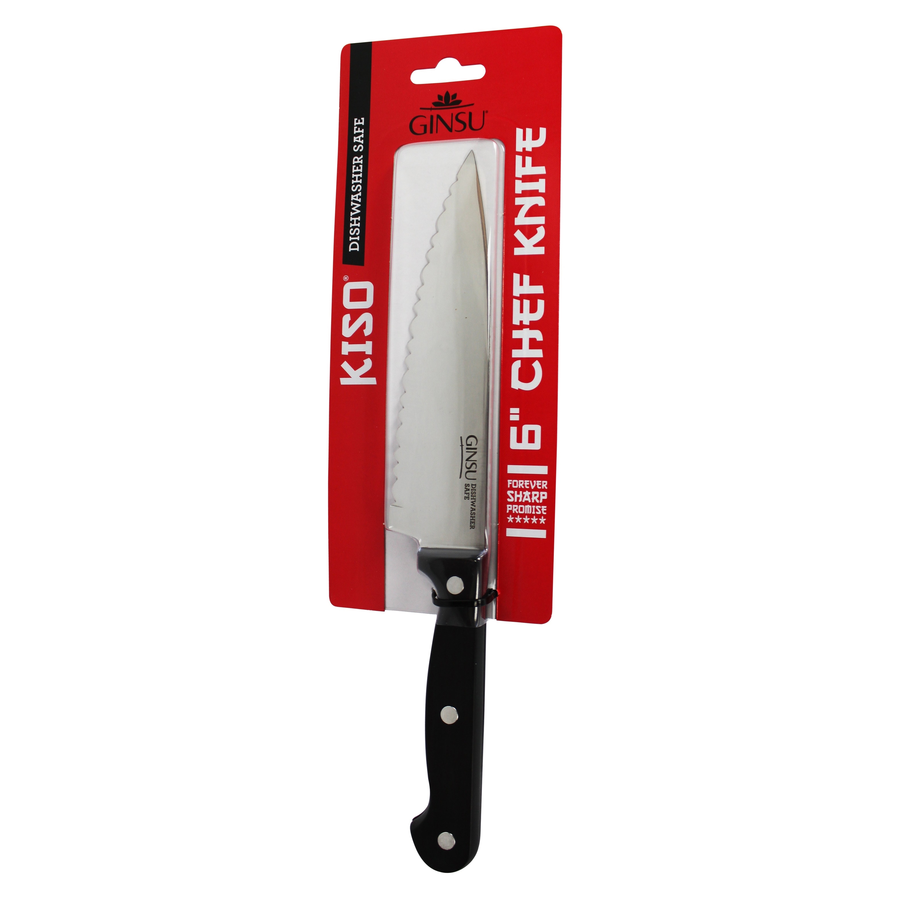 Ginsu 6-Inch Stainless Steel Chef's Knife Multi-Purpose Dual-Serrated- Set  of 6