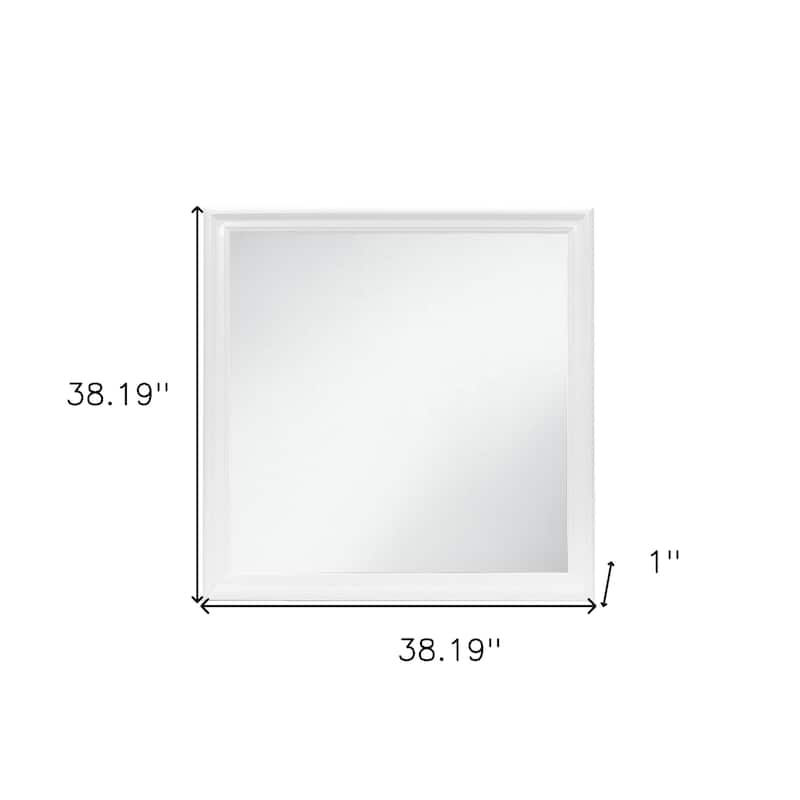 HomeRoots 38" White Square Wood Framed Accent Mirror - 38.19' X '38.19' X '1