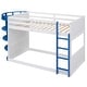 preview thumbnail 5 of 4, White+Blue Twin Size Pine Wood Boat-Shape Bunk Bed with Storage Shelves, Guardrails, Ladder