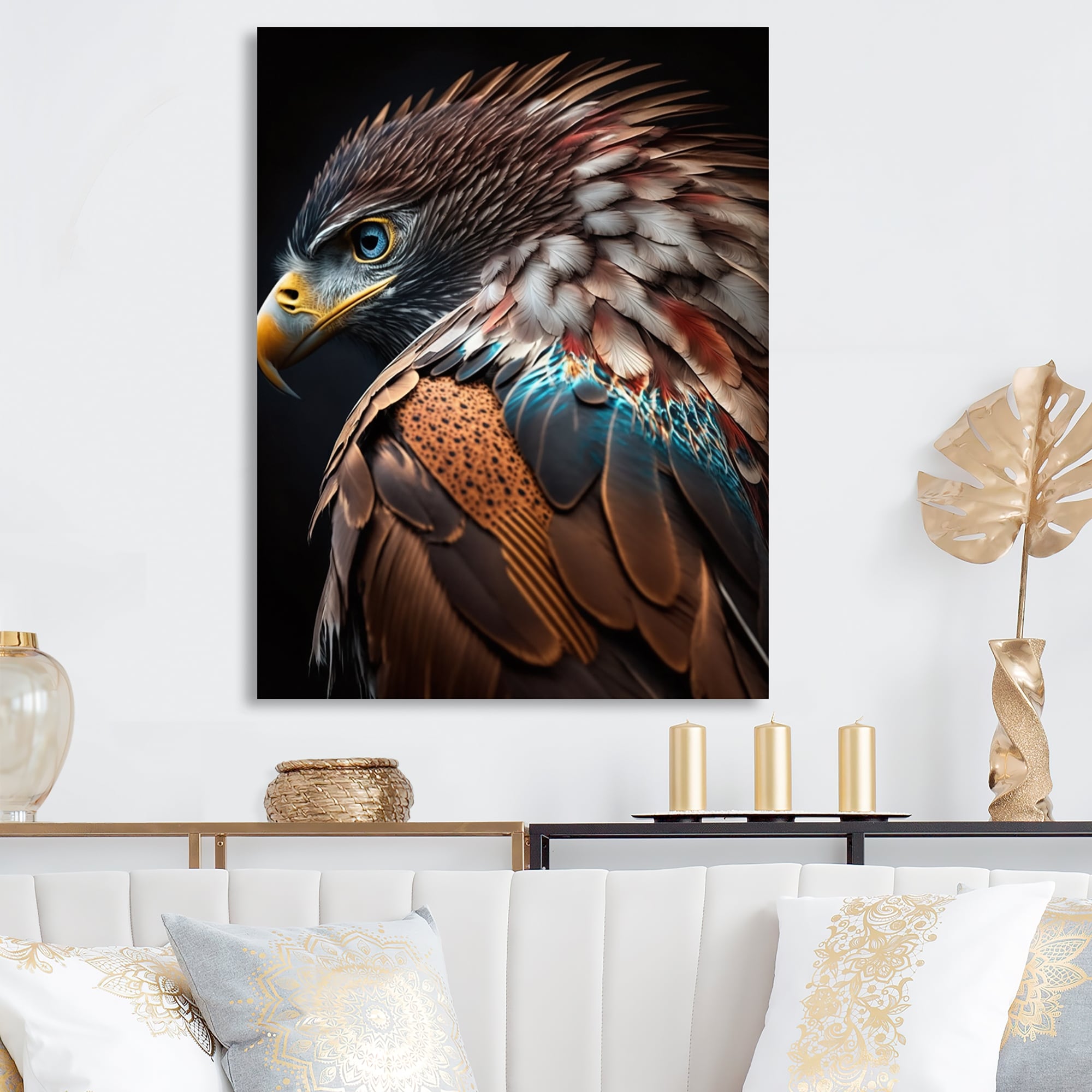 Designart 'Macro Colorful Feather Eagle III' Animals Eagle Metal Wall Art  Bed Bath  Beyond 37849385