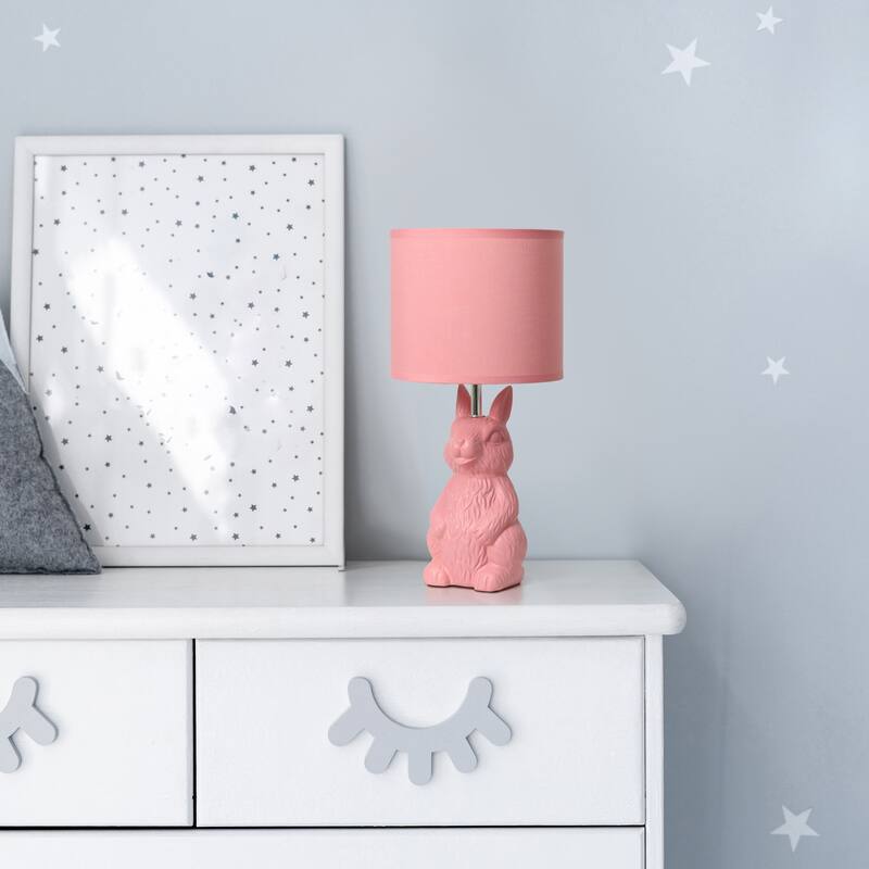16.33 in. Pink Finish Table Lamp with Pink Shade, Sturdy Table Lamp for Living Rooms and Bedrooms