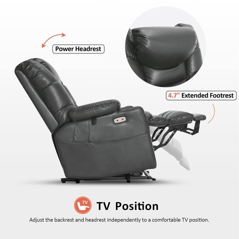 MCombo Large-Wide Dual Motor Power Lift Recliner with Massage and Dual Heating for Big and Tall Elderly, Faux Leather R7635