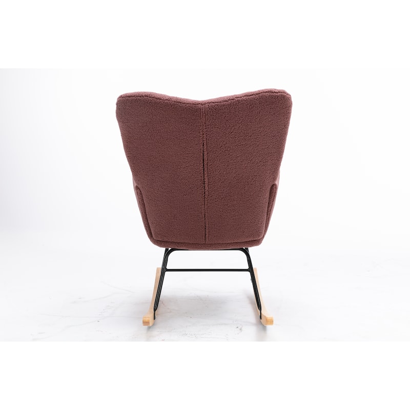 Modern 31.5" High Back Upholstered Buttons Tufted Rocking Chair with Solid Wood Legs and Black Paint Metal Base