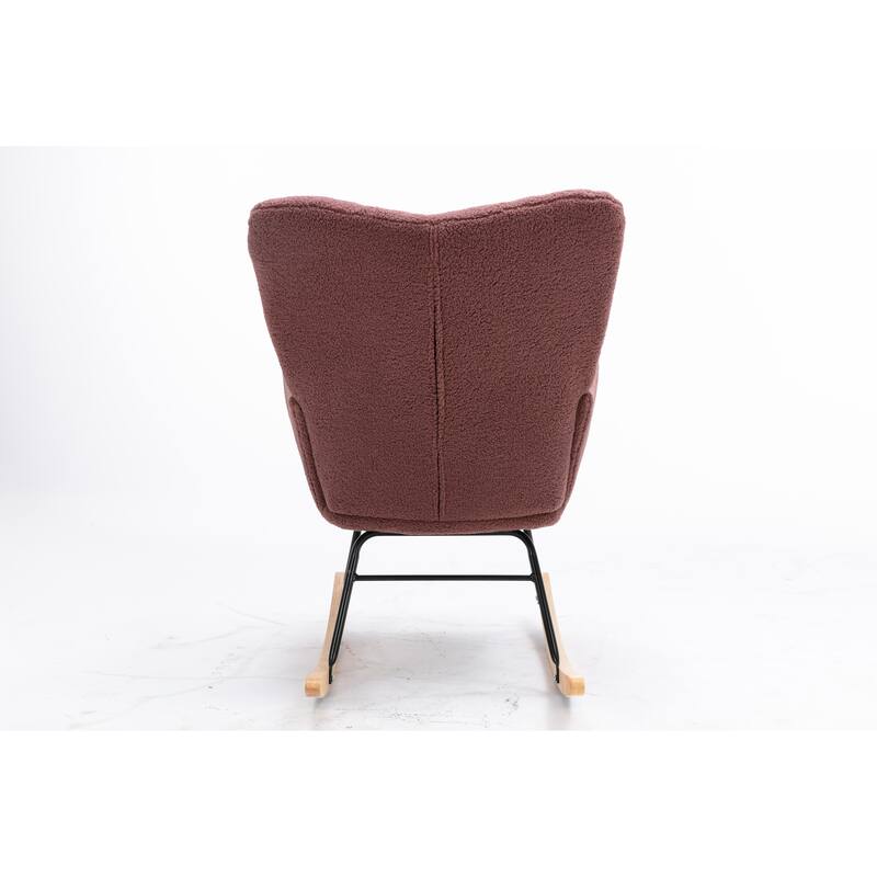 Teddy Fabric Rocking Glider Chair with Wooden Frame and 250lb Weight Capacity