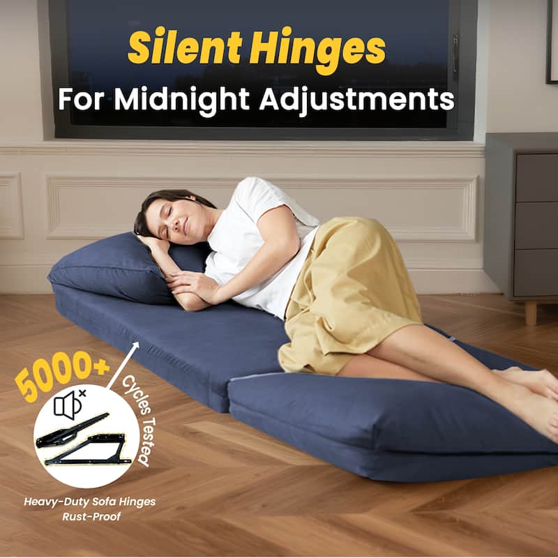 Floor Sofa Bed with 6-Position Adjustable, Sleeper Sofa with 5-Second Foldable, Upholstered Bean Bag Base & Pillow