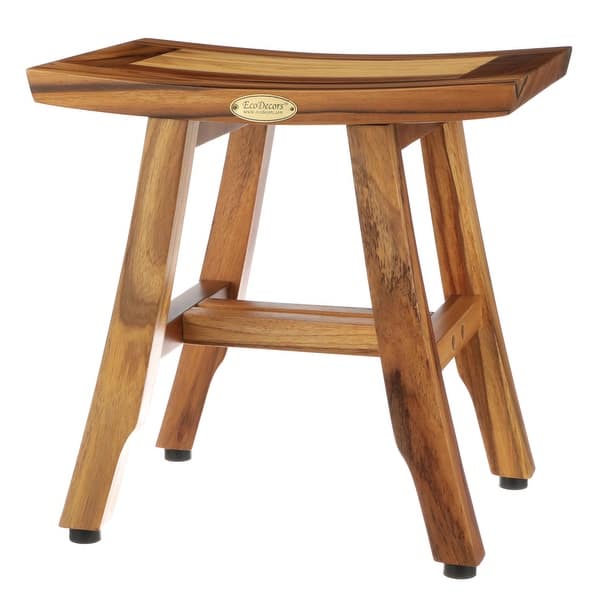 14" W, 15" H, Teak Shower Stool, Teak Shower Shaving Foot Rest, Teak Shower Shaving Stool, Small Bathroom Stool, Natural Teak