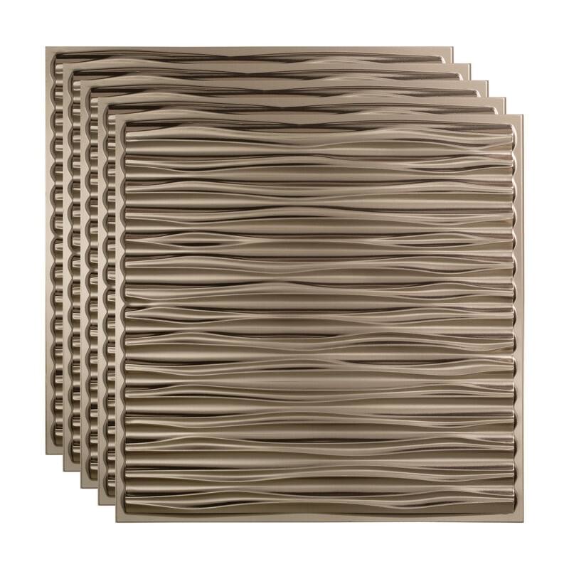 FASÄDE Dunes Decorative Vinyl 2ft x 2ft Lay in Ceiling Panel in Brushed Nickel (5 Pack) - 5 Pack - Brushed Nickel
