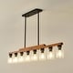 preview thumbnail 57 of 67, Farmhouse Linear Chandelier Rustic Wood Kitchen Island Lighting Dining Room Pendant Light Fixture with Seeded Glass Shade