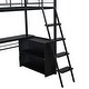 preview thumbnail 24 of 22, Twin/Full Size Loft Bed with LED Light and Bulit-in Desk, Metal Gaming Loft Bedframe with 4 Storage Shelves and Ladder