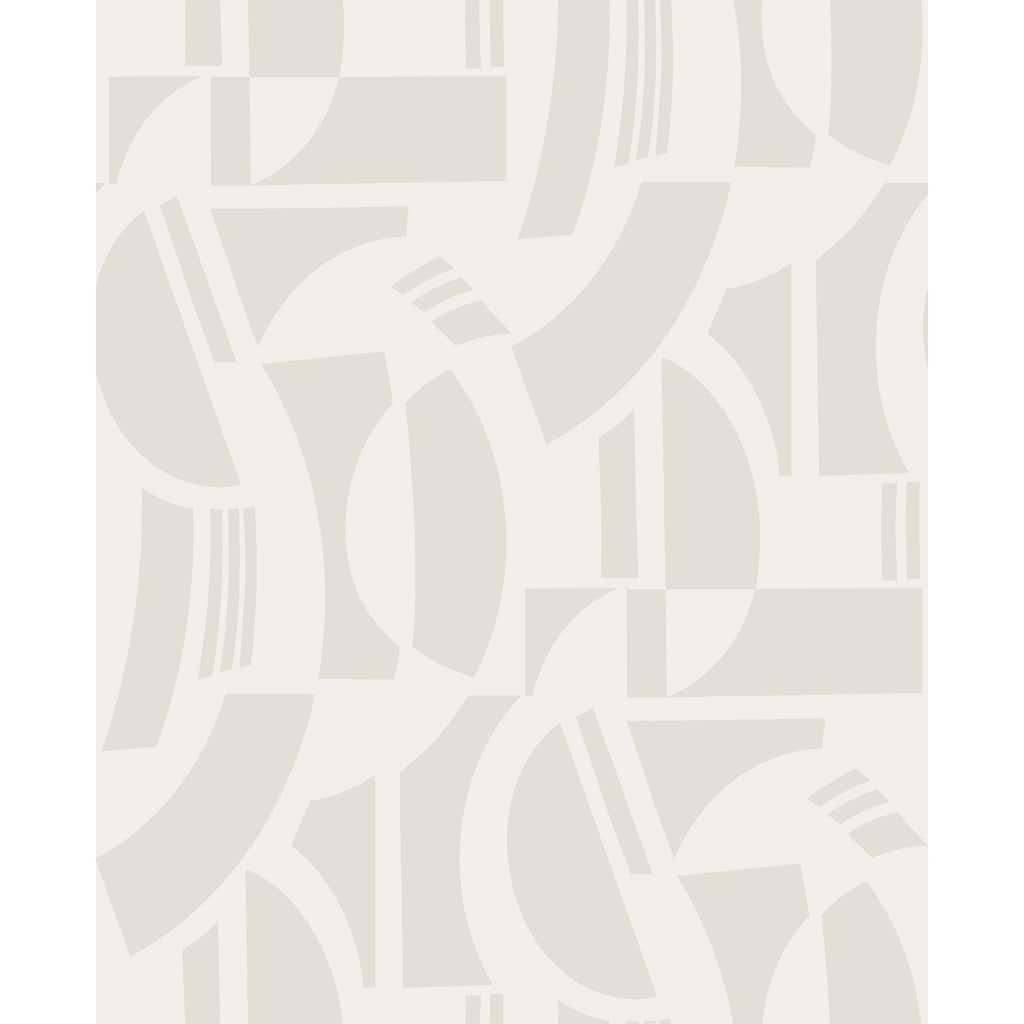 A-Street Prints Carter Cream Geometric Flock Wallpaper