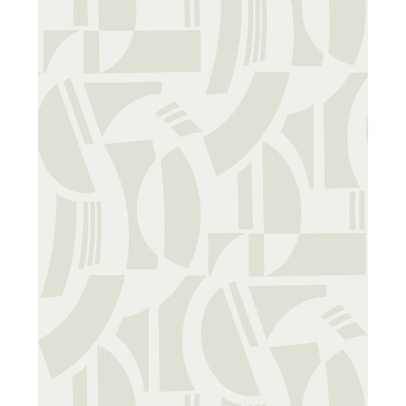 A-Street Prints Carter Cream Geometric Flock Wallpaper