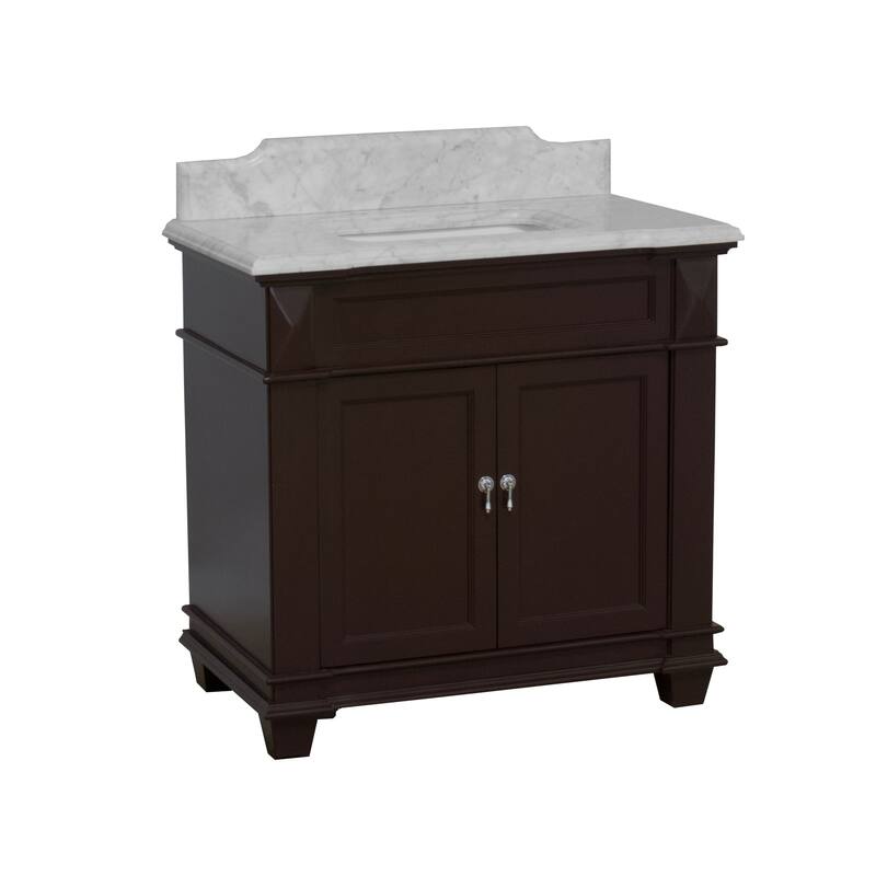 KitchenBathCollection Elizabeth 36" Bathroom Vanity with Carrara Marble Top