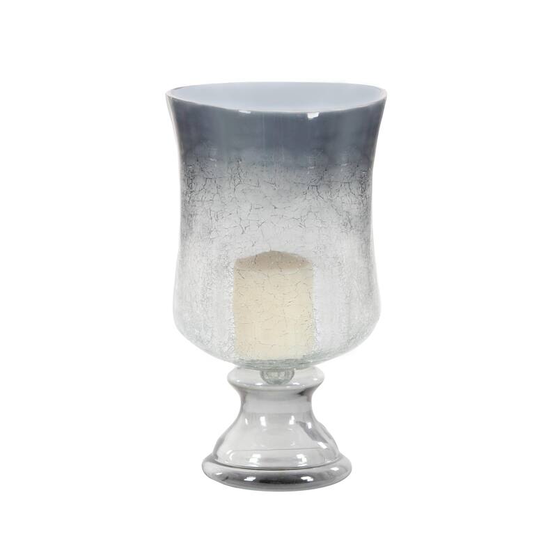 Glass Handmade Turned Style Pillar Hurricane Lamp with Smoked Glass Finish - Brass, Black, Gold, Brown - Roche River Decor - Black - 7"W, 14"H