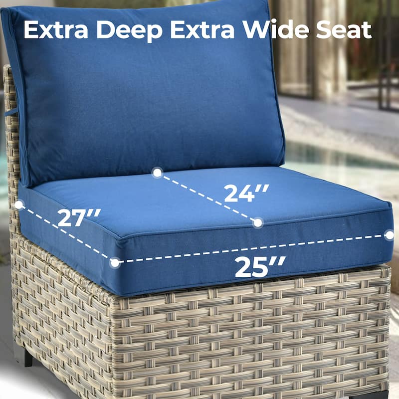 HOOOWOOO 9-piece Wicker Patio Furniture Swivel Rocking Chair Set with Fire Pit