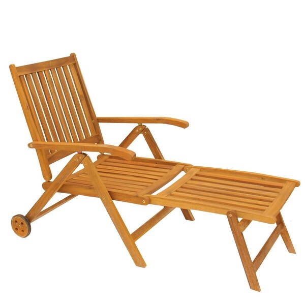 Shop 55 Acacia Wood Outdoor Patio Chaise Lounge Chair Brown