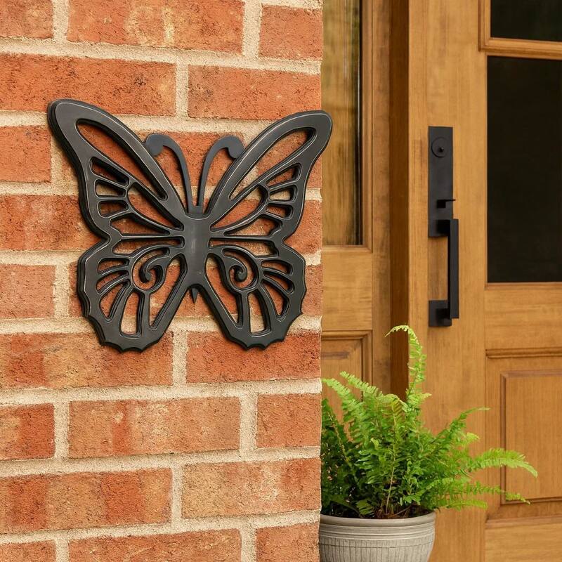 Set of 2 Wooden Butterfly Wall Plaque with Cutout Detail, Black