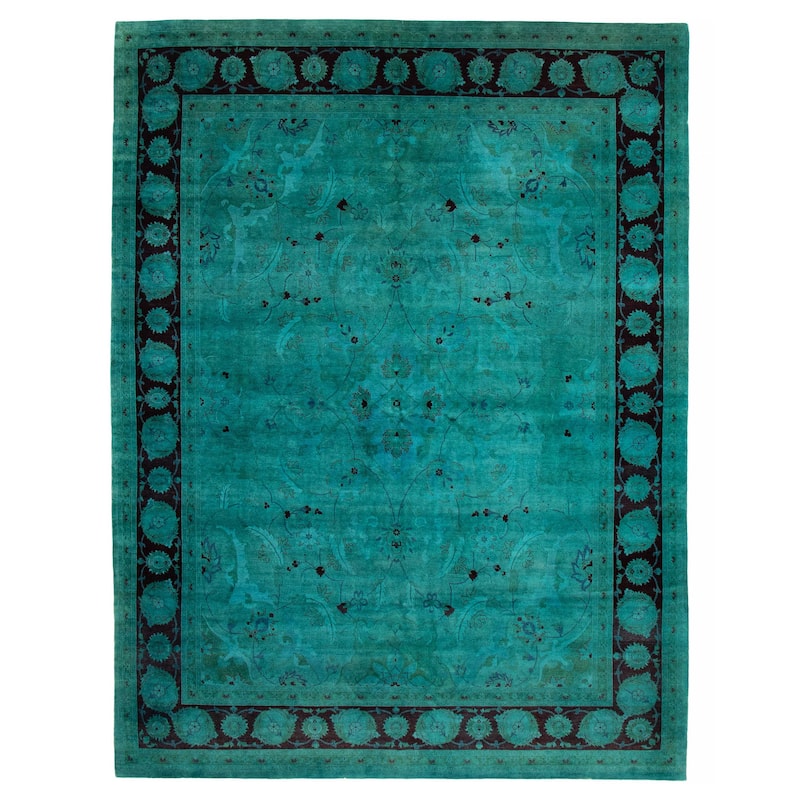ECARPETGALLERY Hand-knotted Vibrance Teal Wool Rug - 9'0 x 11'10 - Teal - 9'0 x 11'10