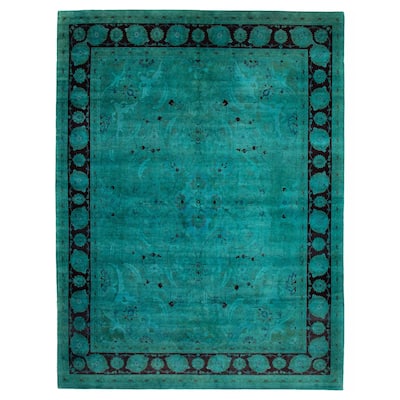 ECARPETGALLERY Hand-knotted Vibrance Teal Wool Rug - 9'0 x 11'10