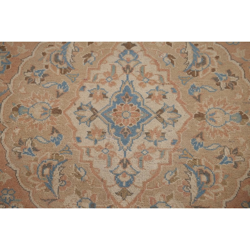 Traditional Mashad Vintage Persian Area Rug Handmade Wool Carpet - 7'0" x 9'10"