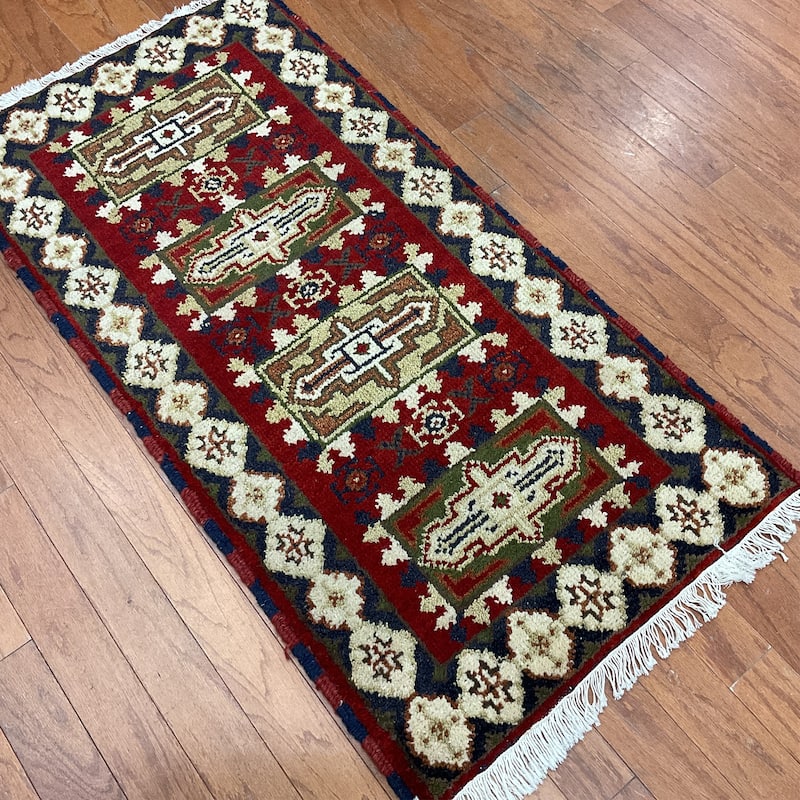 HERAT ORIENTAL Handmade Kazak Wool Rug - 2'2" x 4'1"