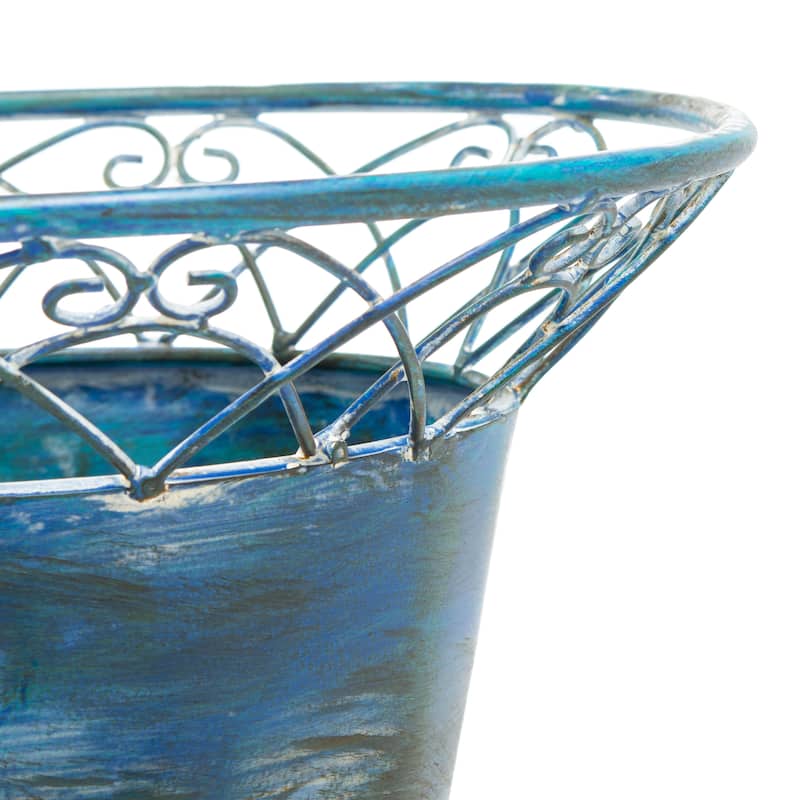SAFAVIEH Kaya Victorian Scroll Iron Outdoor Planter Set of 2 - 28.4" W x 15.4" D x 32.7 H - 28Wx32Dx15H
