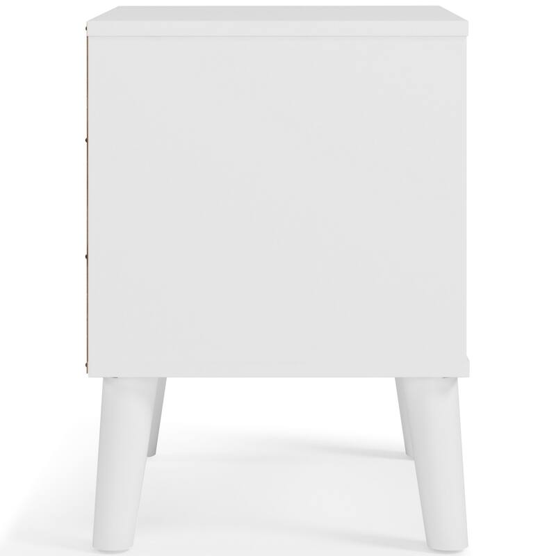 Ella 24 Inch Modern Nightstand, 2 Compartments, Round Knobs, White, Brown