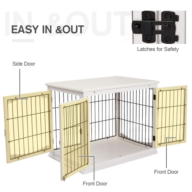2-in-1 Small Pet Cage and End Table with Lockable Doors and Modern Design - 23" L x 32" W x 26" H