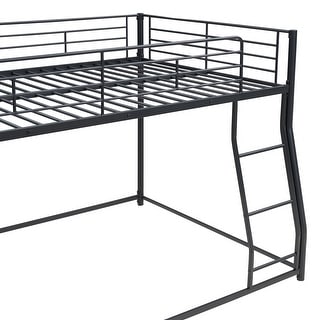 Modern Design Full XL over Queen Metal Floor Bunk Bed,Elegant Sloping Stairs