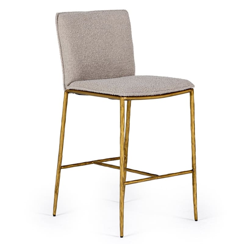Modrest Atlanta Modern Beige Fabric & Brass Counter Chair