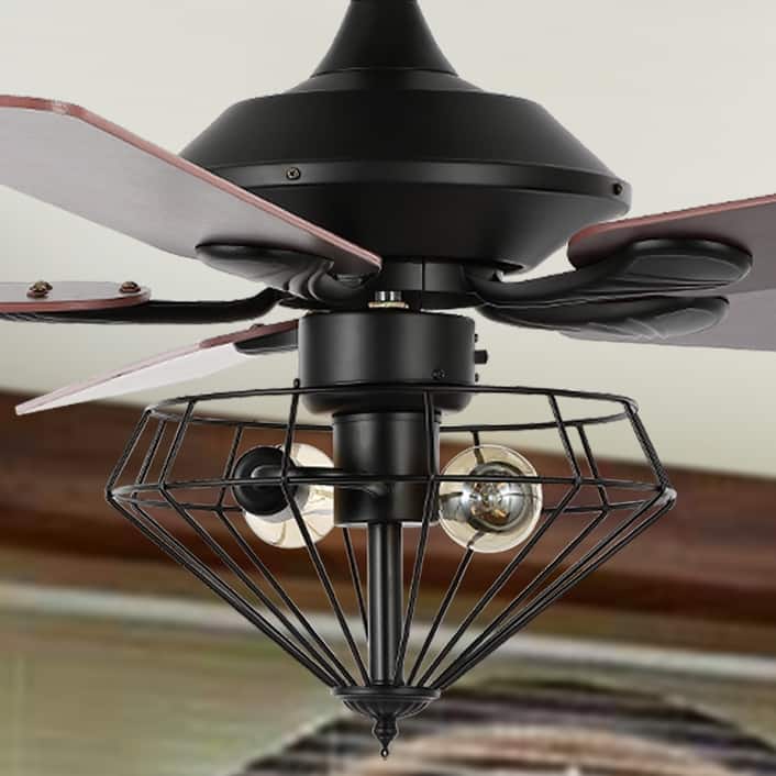 SAFAVIEH Leanne 2 Lt 52" Ceiling Fan - Black - 52"W x 52"D x 28"H