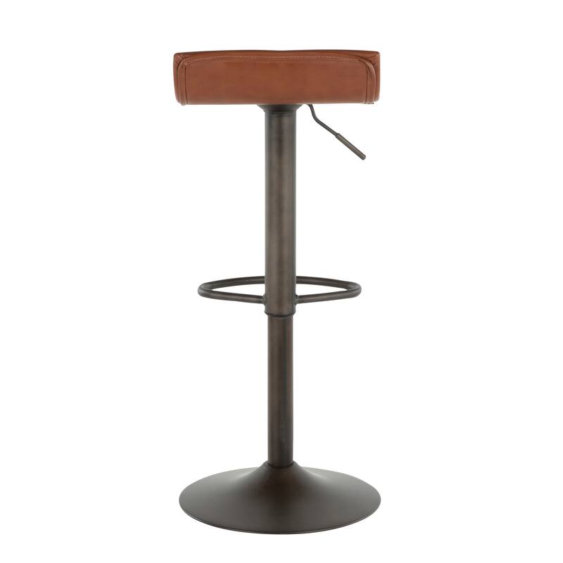 Carbon Loft Hess Industrial Barstool in Antique Metal and Faux Leather (Set of 2)