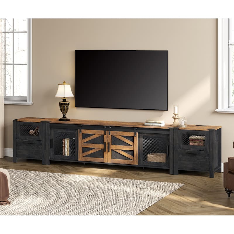 WAMPAT TV Stand set with Charging Station and Drawers - 1 Pack
